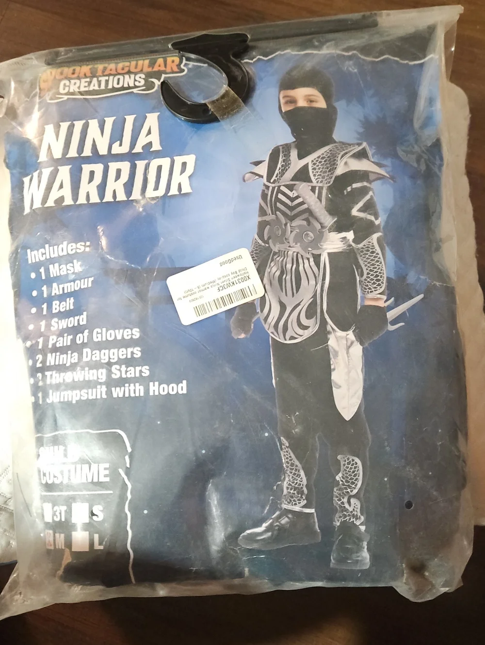 Ninja Warrior Kids Costume - Black & Silver Complete Outfit